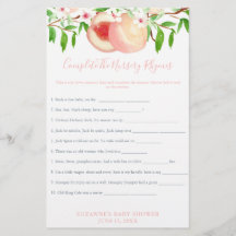 Tarjeta de juego Sweet Peaches Baby Shower Nursery