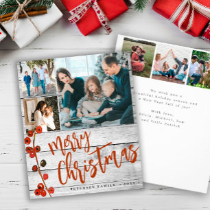 Flyer Tarjeta de Navidad de madera foto Navidad presupue