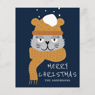 Flyer Tarjeta de Navidades azules para gato con presupue
