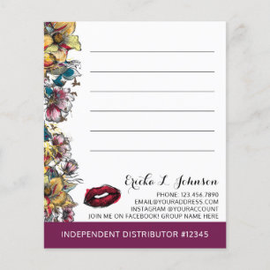 Flyer Tarjeta de nota del cliente floral del distribuido