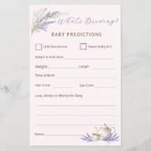 Tarjeta de predicción de bebé para la fiesta del t