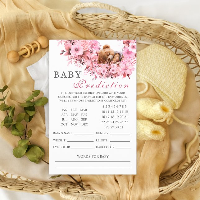 Flyer Tarjeta de predicciones para el bebé del oso rosa  (Subido por el creador)