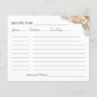 Flyer Tarjeta de receta de hierba de Pampa floral