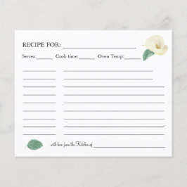 Flyer Tarjeta de receta Floral Calla Lilies Greenery
