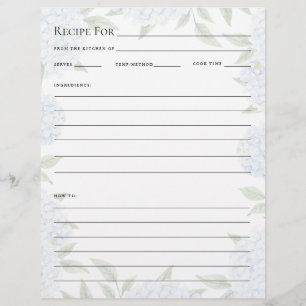 Flyer Tarjeta de Receta, Página Completa para Carpeta, H