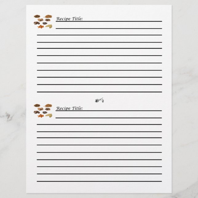 Flyer Tarjeta de receta para cocinar estilo de casa (Frente)