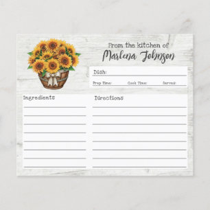 Flyer Tarjeta de Receta Personalizada Madera Rústica y g