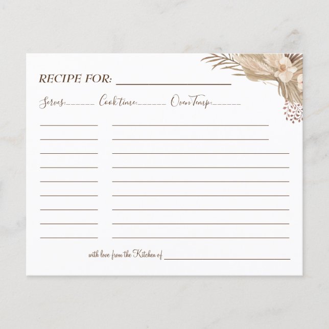 Flyer Tarjeta de recetas Floral Pampa Grasa (Frente)