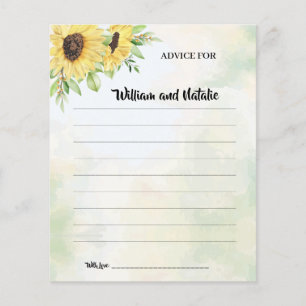 Flyer Tarjeta de regalo para boda de girasoles