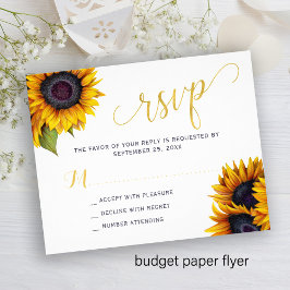 Flyer Tarjeta de respuesta de boda de girasoles rústicos
