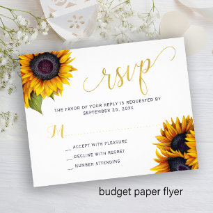 Flyer Tarjeta de respuesta de boda de girasoles rústicos