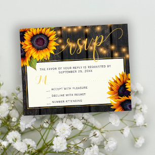 Flyer Tarjeta de respuesta de boda rústica de girasoles
