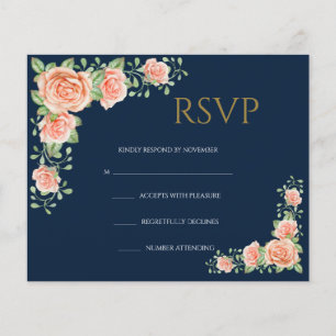 Flyer Tarjeta de respuesta para boda floral