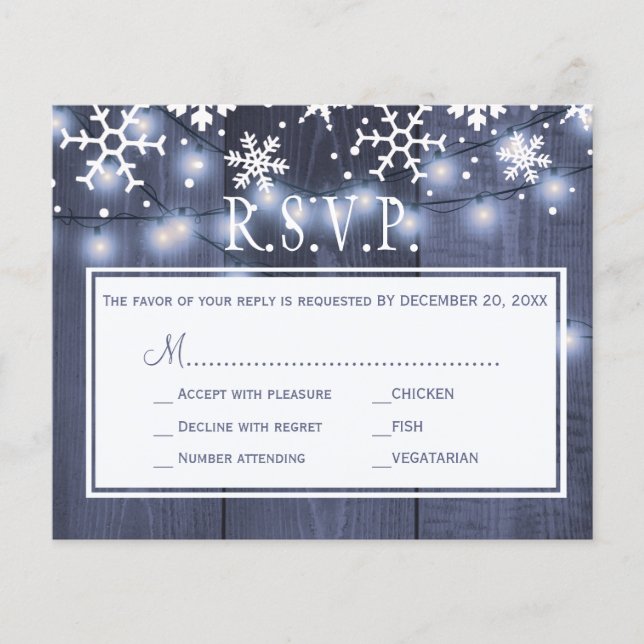 Flyer Tarjeta de respuesta para invitación de boda rústi (Frente)