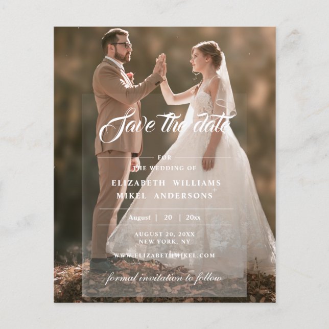 Flyer Tarjeta de Save the Date  Foto Moderna Simple Fren (Frente)