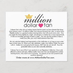 Flyer Tarjeta de Tan a Cabana de Millón de Dólares