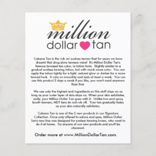Flyer Tarjeta de Tan a Cabana de Millón de Dólares Verti