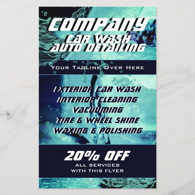 Flyer Tarjeta de visita inspirada en el lavado de coches (Frente)