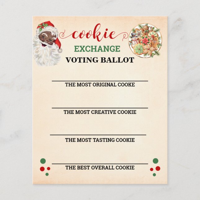 Flyer Tarjeta de votación de intercambio de galletas de  (Frente)