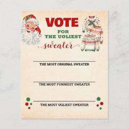 Flyer Tarjeta de votación de navidades con suéter feo