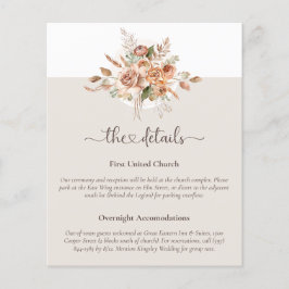Flyer Tarjeta Informativa de Detalles de Boda Floral en