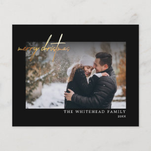 Flyer Tarjeta negra simple de oro para navidad