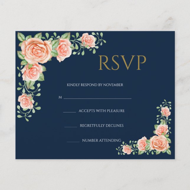 Flyer Tarjeta RSVP de boda floral (Frente)