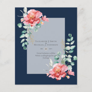 Flyer Tarjetas de aviso de boda con rosas blancas de baj