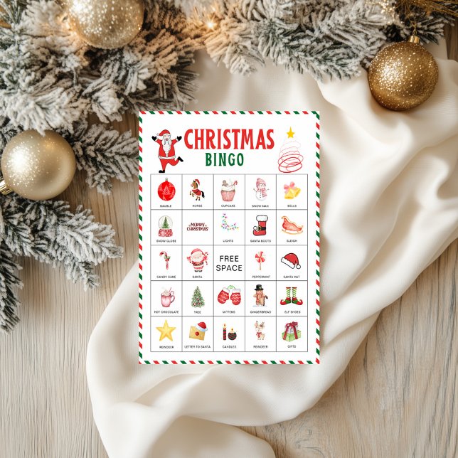 Flyer Tarjetas de Bingo de Navidad | Juego de fiesta de  (Christmas Bingo Cards | Kids Christmas Party Game Flyer)
