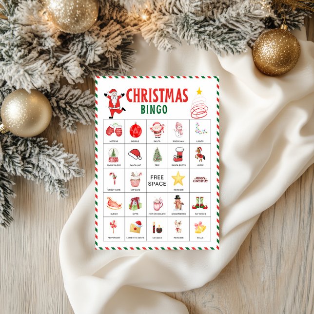 Flyer Tarjetas de Bingo de Navidad | Juego de fiesta de  (Christmas Bingo Cards | Kids Christmas Party Game Flyer)