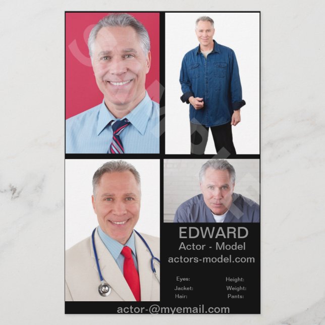 Flyer Tarjetas de captura de cabeza del actor (Frente)