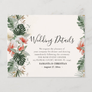 Flyer Tarjetas de cierre de detalles del Boda tropical d