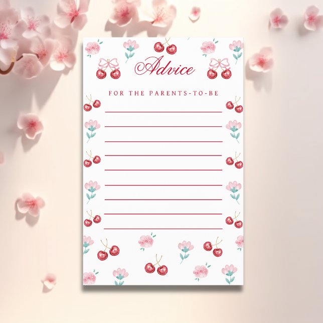 Flyer Tarjetas de consejo Baby Shower Sweet Cherry (Subido por el creador)