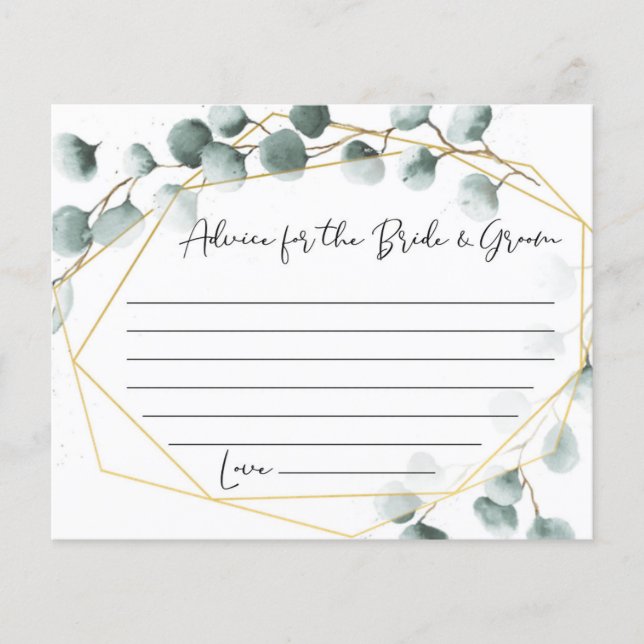 Flyer Tarjetas de Consejos de Boda de Eucalipto (Frente)