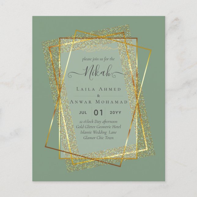 Flyer Tarjetas de Invitación de Boda Islámicas NIKAH con (Frente)