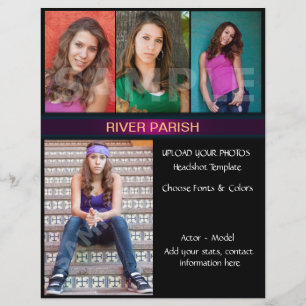 Flyer Tarjetas de Presentación de Fotos de Modelo Templa