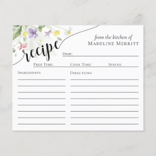 Flyer Tarjetas de Recetas Simple Elegante Aquarela Flore