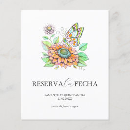 Flyer Tarjetas de "Reserva la fecha" para Quinceañeras