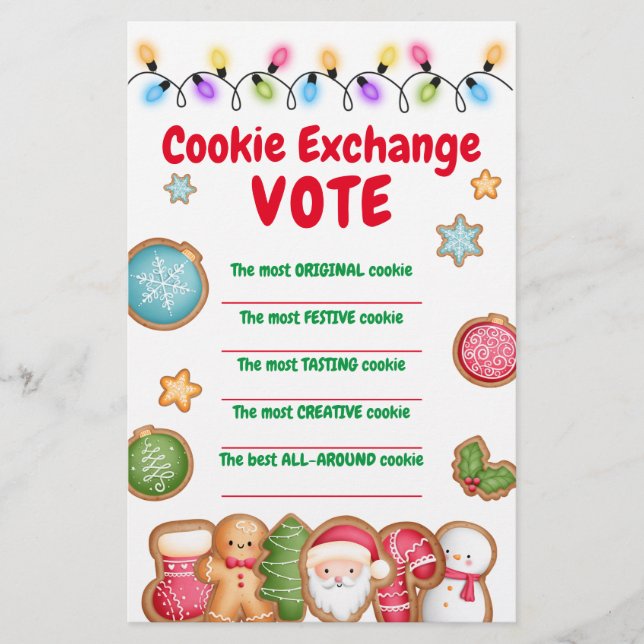 Flyer Tarjetas de voto de Cookie Exchange para navidades (Frente)