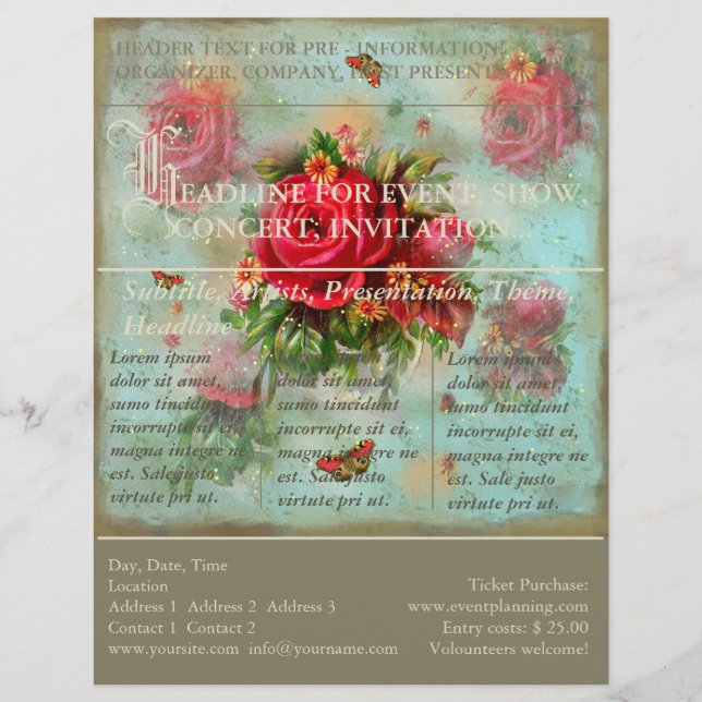 Flyer Tarjetas del día de San Valentín y rosas - aviador (Frente)
