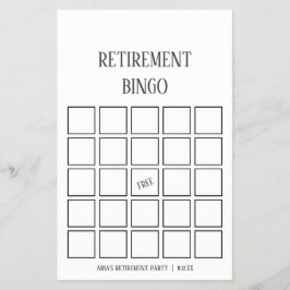 Flyer Tarjetas minimalistas de bingo para jubilación
