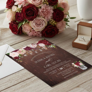 Flyer Tarro de Presupuesto de Rosa Rosa Blush Borgoña de