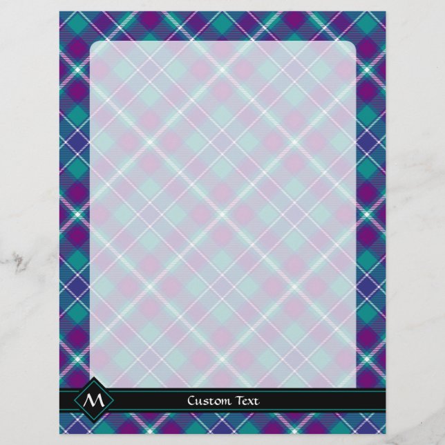 Flyer Tartán verde marino, púrpura y azul (Frente)