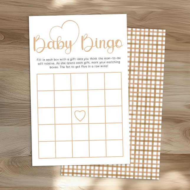 Flyer Taupe Baby Shower Bingo Game Card (Baby Bingo Playing Card)
