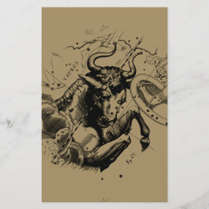 Flyer Taurus Constellation Hevelius 1690 Grabado