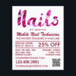 Flyer Técnico moderno de uñas rosadas de moda, salón de<br><div class="desc">Moderno Técnico De Uñas Rosa,  Volantes De Publicidad En Salones Nales En La Tienda De Tarjetas De Negocios.</div>
