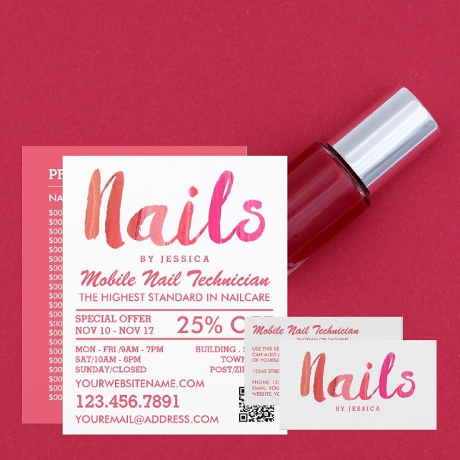 Flyer Técnico moderno de uñas rosadas, Salón Nail (Subido por el creador)