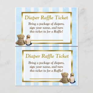 Flyer Teddy Bear y Baby Boy Baby Shower Diaper Raffle