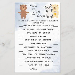 Flyer Teddy Bears Prefiere jugar a la ducha de bebé