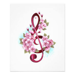 Flyer Tejidos musicales notas de colores con flores de S